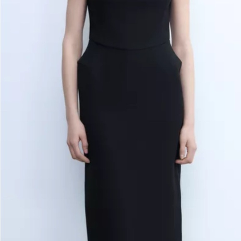 Zara Midi Black Textured Dress